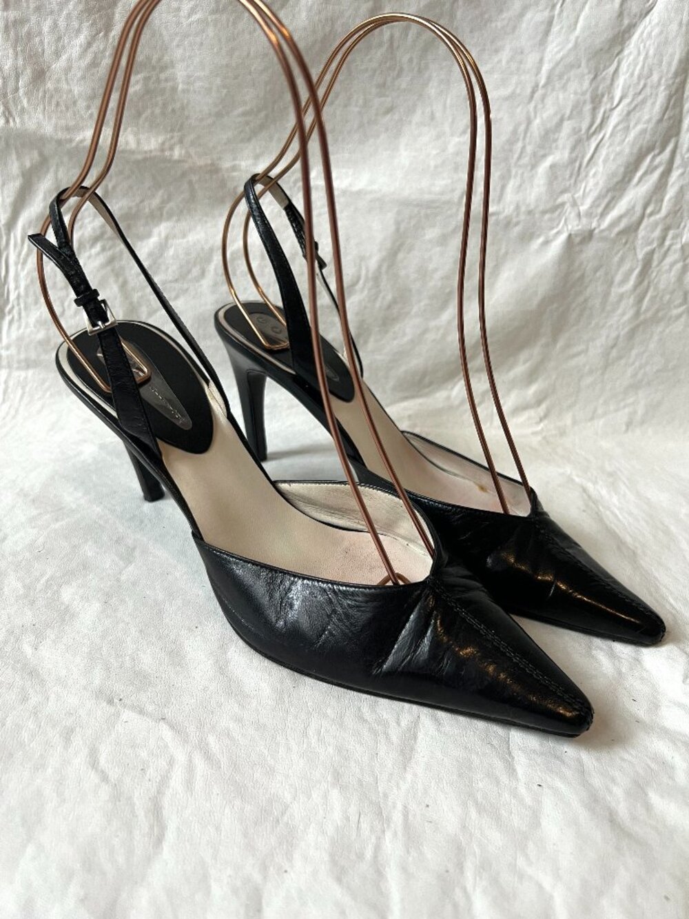 GCI Collezione shoes black leather pointed toe 7.5 slingback high heels